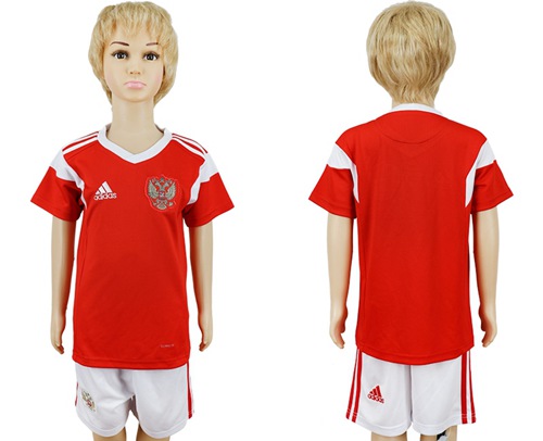 Russia Blank Home Kid Soccer Country Jersey - Click Image to Close